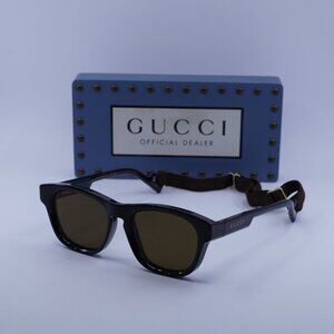 Gucci GG1238S 001 Square Sunglasses - Black\Brown